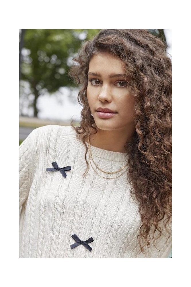 JDYBOW L/S O-NECK CABLE PULLOVER KN 15344549 BIRCH/BLACK